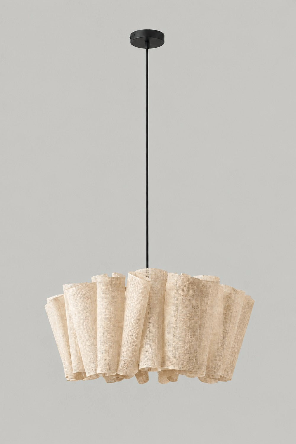 Suspension LER en tissu plissé sur fond gris