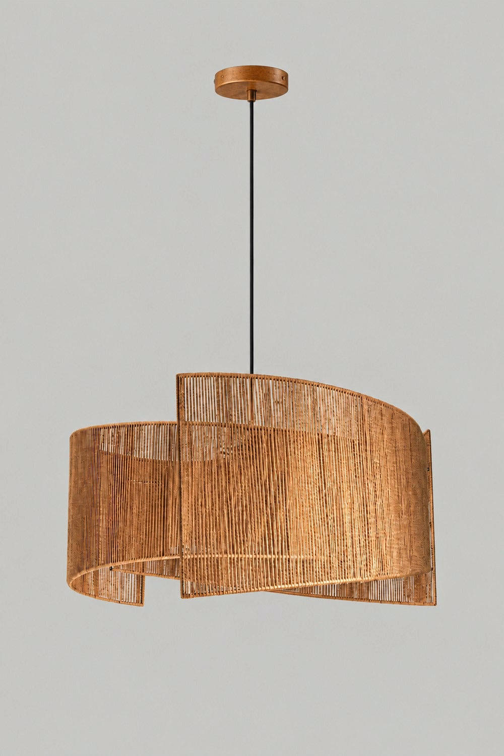 Suspension TOV en corde naturelle sur fond gris